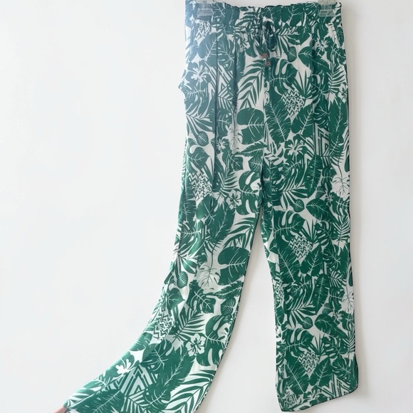 Jane And Delancey Green White Tropical Pants Small Resort Style - Picture 3 of 15